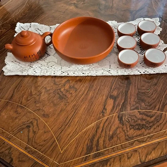 Yixing Zhusha Lidded teapot and 6 cups 1bowl Gongfu Tea set. - Picture 2 of 10